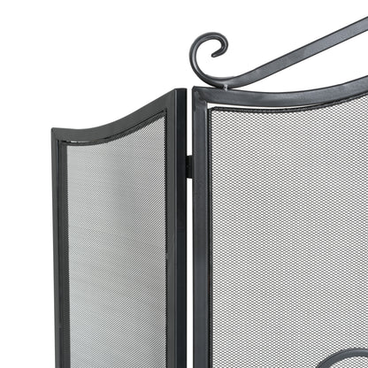 Onyx 3-Panel Iron Fireplace Screen 54" x 31.5", Black Finish image 10