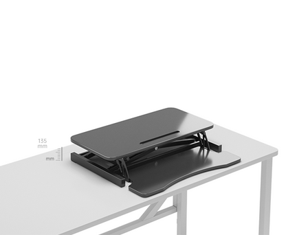 32 Inch Desk Converter, Height Adjustable Sit to Stand Riser, Dual Monitor and Laptop Workstation with Wide Keyboard Tray (BLACK) image 2