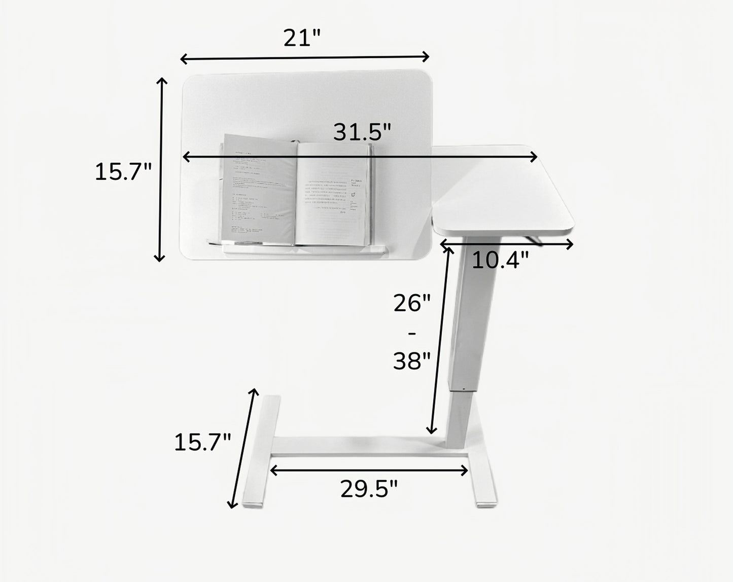 Overbed Bedside Desk, Mobile Rolling Laptop Stand Tilting Overbed Table with Wheels, Height Adjustable Tray Table for Laptop Bed Sofa Side Table, Bedside Table (WHITE) image 5