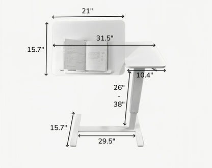 Overbed Bedside Desk, Mobile Rolling Laptop Stand Tilting Overbed Table with Wheels, Height Adjustable Tray Table for Laptop Bed Sofa Side Table, Bedside Table (WHITE) image 5