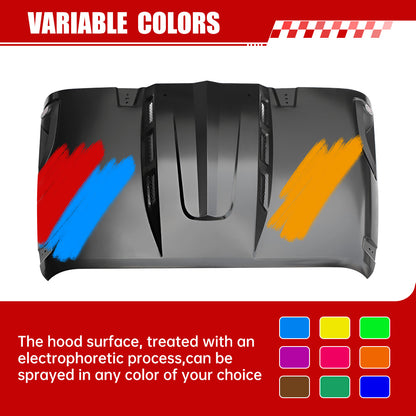 The Avenger Style Replacement Hood Compatible with 2007-2017 Jeep Wrangler JK JKU Unlimited Rubicon Black image 4