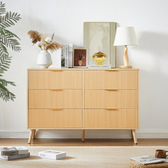 Natural Kitchen Storage Cabinet with Rattan Decorative Doors - 31.5"W