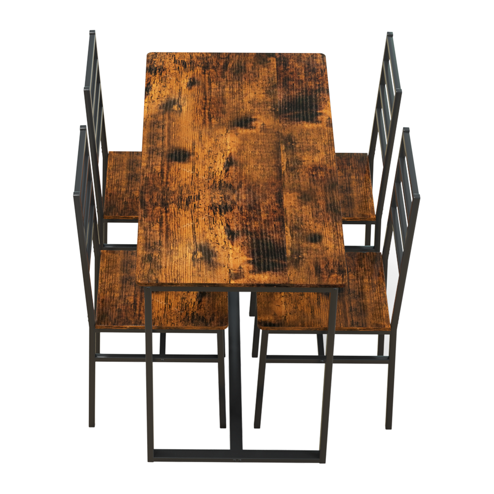 5 Piece Metal and Wood Indoor Modern Dinning Table Furniture Set for 4, Dining Table Chairs image 2