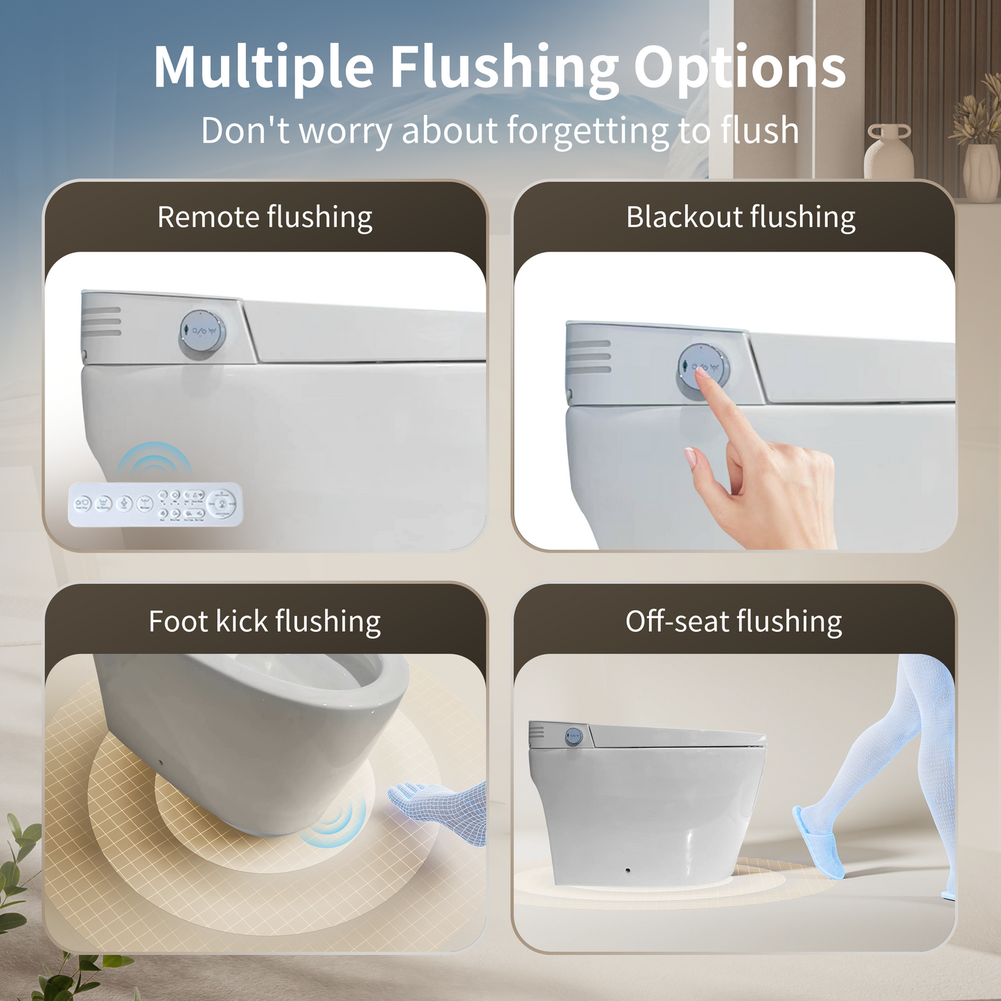 Tankless Smart Toilet With Bidet Built In, One-piece Bidet Toilet Seat, Auto Flush, Auto Open/Close,Heated Seat, Warm Water and Dry, Adjustable Temp,Remote Control Side Know image 5