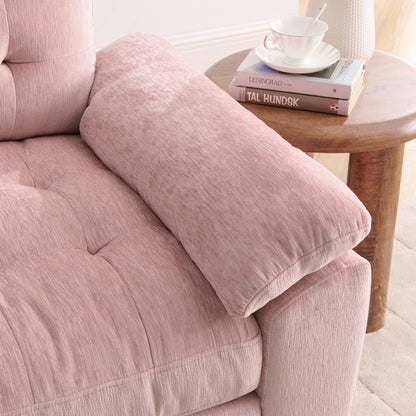Leisure sofa chair,Double sofa recliner, with manually adjustable backrest, soft padded armrests, side USB charging port and phone stand, comes with a matching storage ottoman-Pink image 6