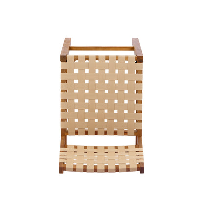 30.5 Inch Seat Height Outdoor Acacia Solid Wood Patio Side Chair, Beige Pe Woven Rope, Breathable and Comfortable,Indoor & Outdoor Use,Teak Finish+Beige Rope(set of 2) image 12