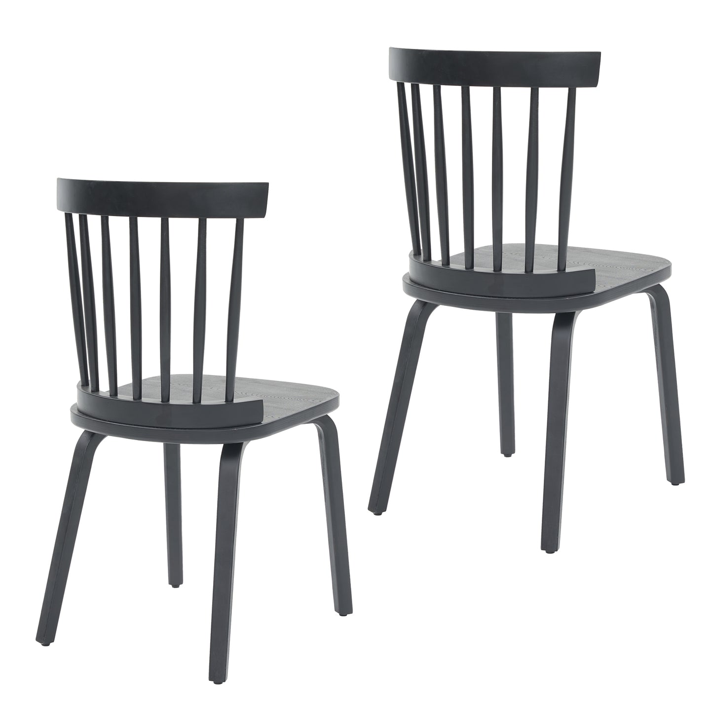 Windsor Dining Chairs Set of 2,Wood Farmhouse Spindle Back, Widen Seat, Mid-Century Modern French Country Style, for Living Room Restaurant, Black image 9