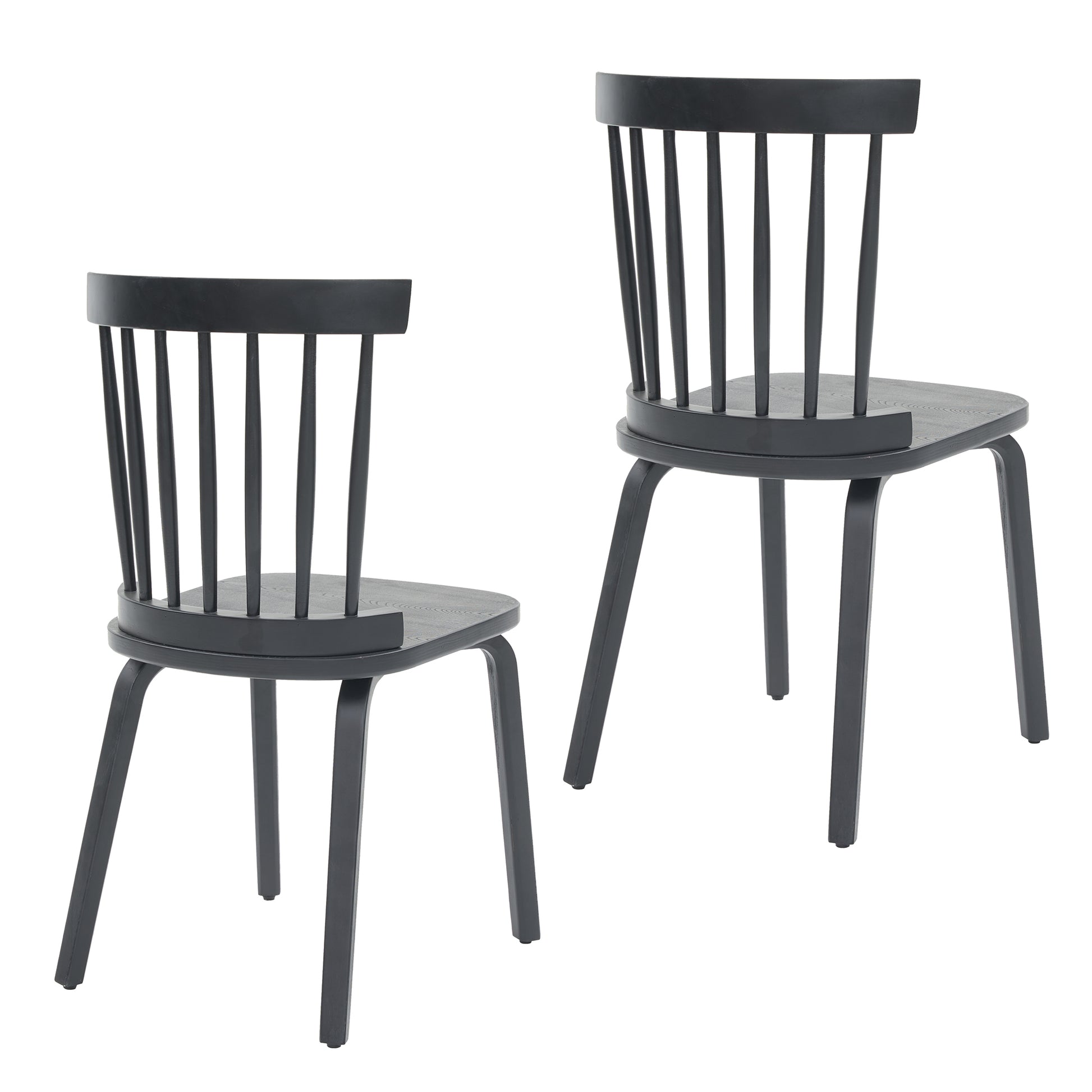 Windsor Dining Chairs Set of 2,Wood Farmhouse Spindle Back, Widen Seat, Mid-Century Modern French Country Style, for Living Room Restaurant, Black image 9