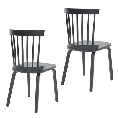 Windsor Dining Chairs Set of 2,Wood Farmhouse Spindle Back, Widen Seat, Mid-Century Modern French Country Style, for Living Room Restaurant, Black image 9