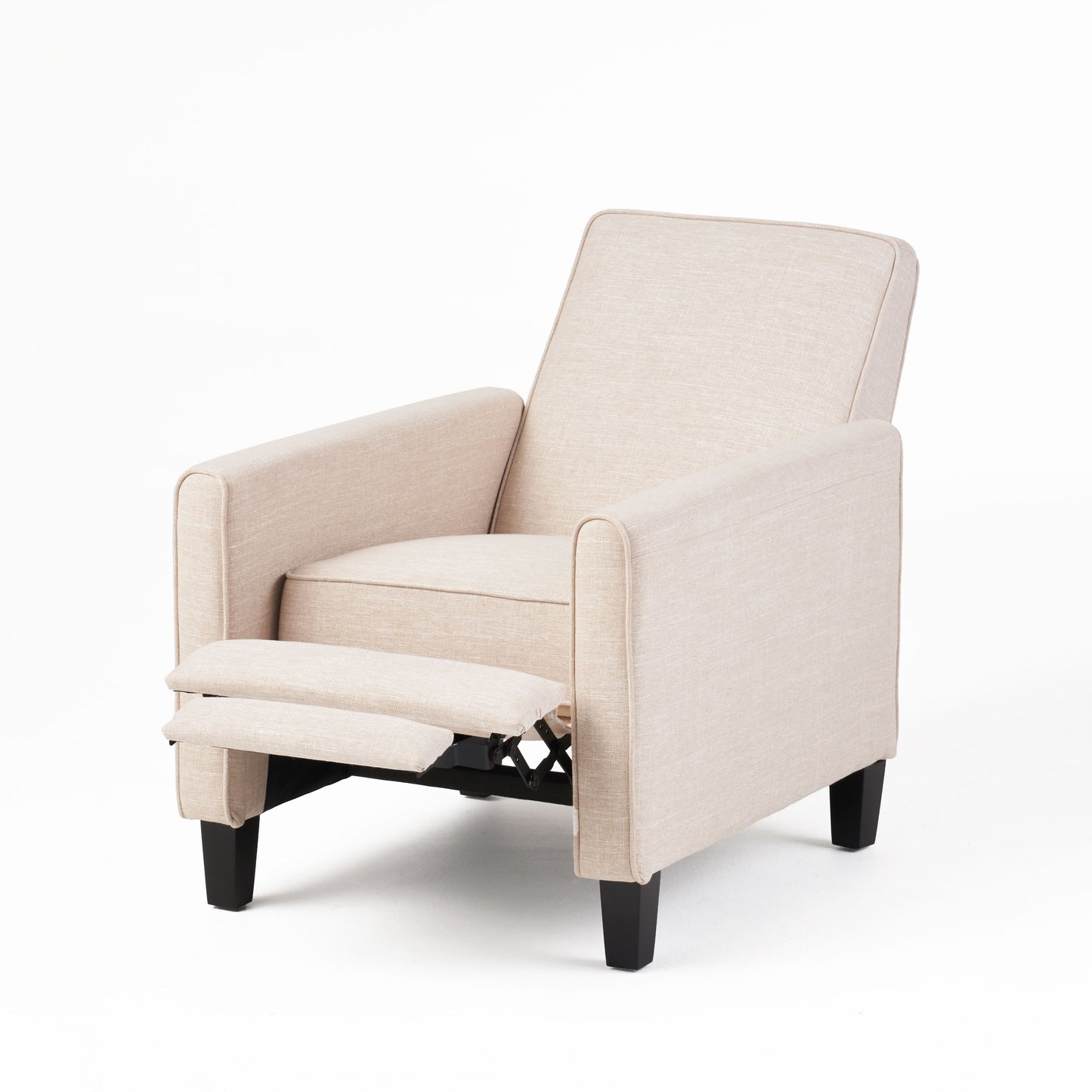 27.5" Push Back Recliner Chair Upholstered Recliner Armchair with Solid Beech Wood Legs for Living Room and Bedroom(Old SKU:52422.00FLBEI), Light Beige image 9