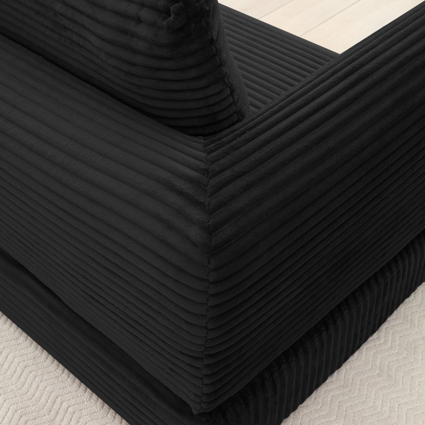 2-in-1 Folding Convertible Sofa Bed, Modern Corduroy Sleeper Couch with 2*pillows, Futon Modular Upholstered Boneless Loveseat with Pull-Out Bed,Folding Floor Modular Couch for Living Room Black image 4