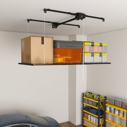 Black Overhead Garage Storage Rack 3x6 FT for High Ceilings 10-12 FT, 370LBS Capacity All-Steel Construction with Safety Lock (Installation Required, Heavy-Duty Garage Organizer) RR image 1