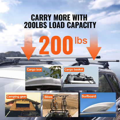 Universal Roof Rack Cross Bars, 54" Aluminum Roof Rack Crossbars, Fit Existing Raised Side Rail with Gap, 200 lbs Load Capacity, Adjustable Crossbars with Locks, for SUVs, Sedans, and Vans image 2