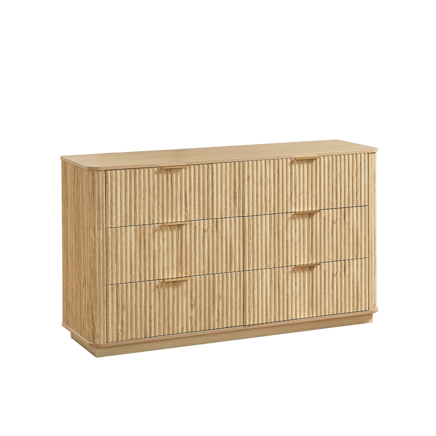 6 Drawers Dresser,55" Wide Modern Chest of Drawers Curved wave Design, Dresser TV Stand, Wood Drawer Organizer for Bedroom, Living Room, Hallway, Walnut,55.12''W x 15.75''D x 31.5''H. image 7