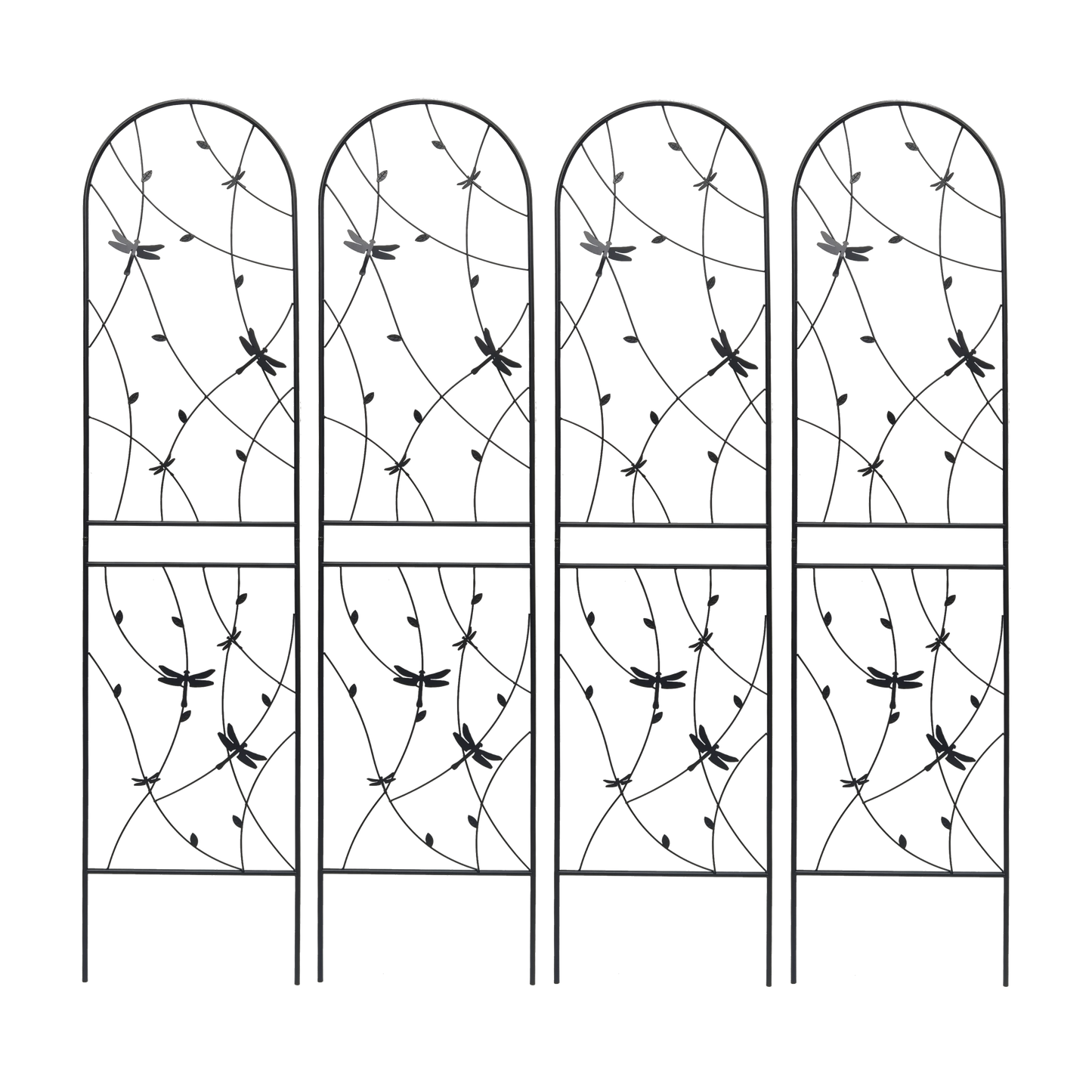 2 Pack Metal Garden Trellis 86.7" x 19.7" Rustproof Trellis for Climbing Plants Outdoor Flower Support Dragonfly Deco Black image 6