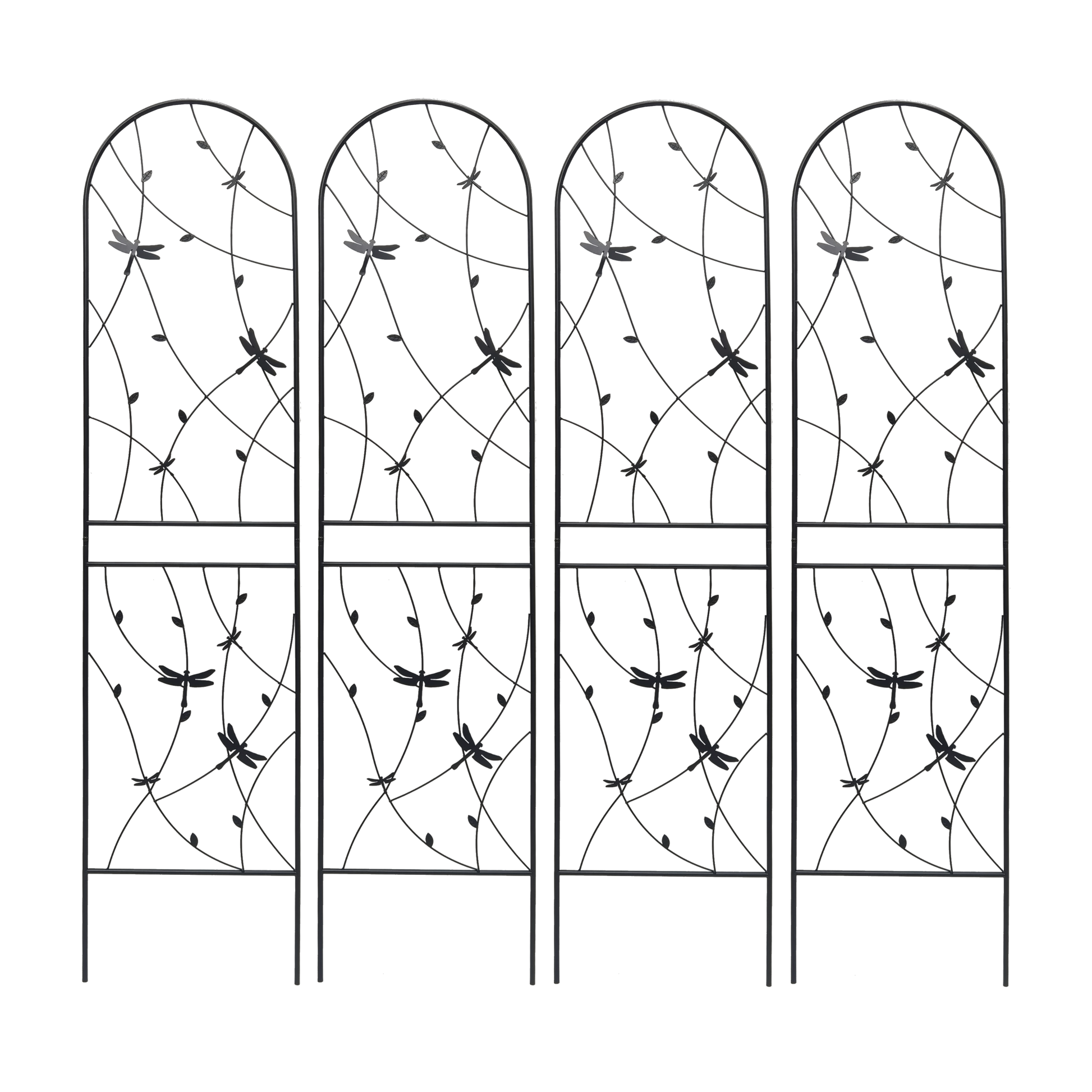 2 Pack Metal Garden Trellis 86.7" x 19.7" Rustproof Trellis for Climbing Plants Outdoor Flower Support Dragonfly Deco Black image 6