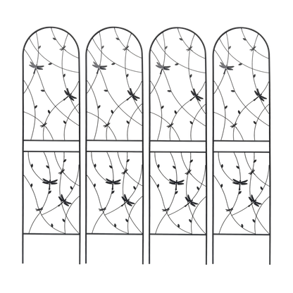 2 Pack Metal Garden Trellis 86.7" x 19.7" Rustproof Trellis for Climbing Plants Outdoor Flower Support Dragonfly Deco Black image 6