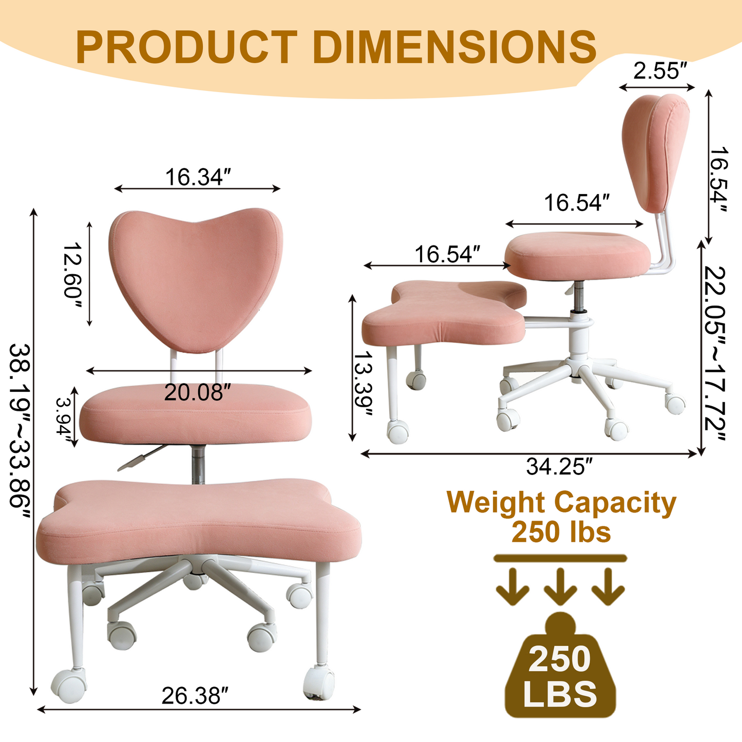 Meditation chair, an ergonomic cross-legged seating chair with lumbar support and a height-adjustable seat cushion, ideal for people engaged in high-intensity office work. PINK image 6