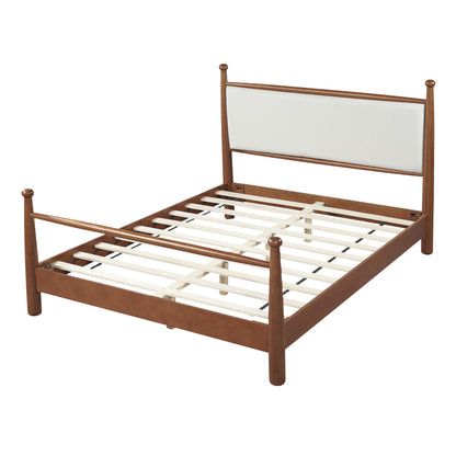 Solid Poplar & Plywood Bed Frame with Upholstered Headboard, Queen image 4