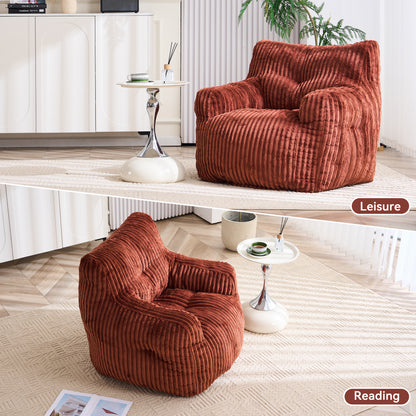 010-Soft Fluffy Corduroy Fabric Bean Bag Chair Filled With Memory Sponge,Red image 5