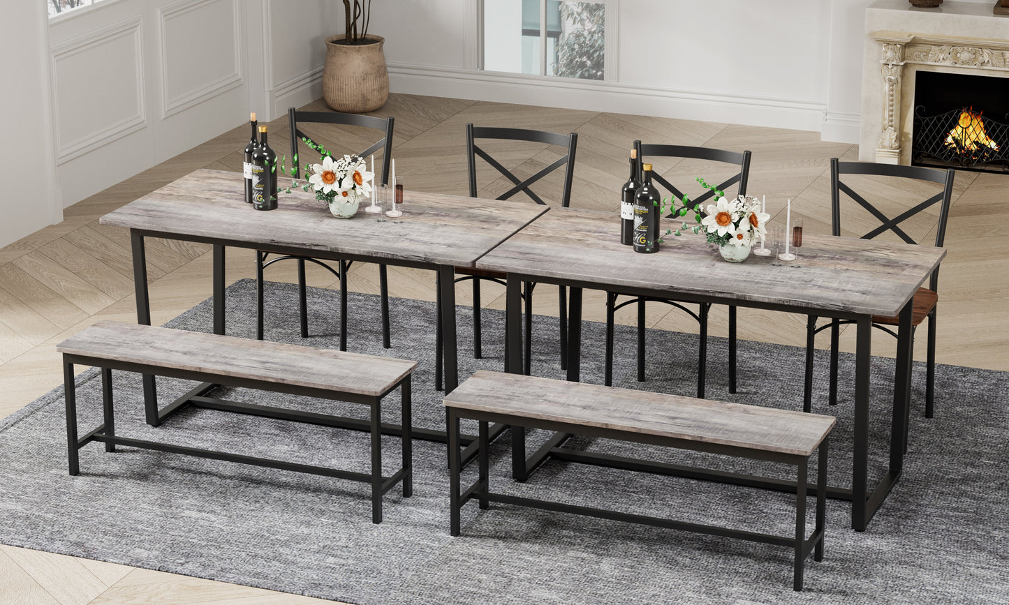 Four-piece set table and chair with backrest, industrial style, solid structure image 3