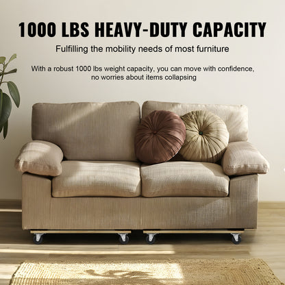Furniture Dolly, 1000 lbs Each Load Capacity, 2 Packs, 18" x 30", 8 x 3" PP Swivel Casters, Heavy Duty Hardwood Furniture Moving Dolly, Mover's Dolly, Moving Cart with Wheels for Heavy Furniture image 8