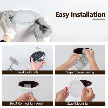 12-Pack 4 Inch Ultra-Thin LED Recessed Ceiling Light with Junction Box, 2700K-5000K Dimmable Color Changing Downlight, 9W 810LM, Easy Install, Ideal for Kitchen, Bedroom, Basement image 7
