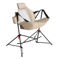Hammock Camping Chair, Folding Portable Rocking Chair, Aluminum Alloy Adjustable Back Swinging Chair with Pillow Cup Holder, Recliner with Carry Bag for Outdoor Travel Lawn Backyard, Black