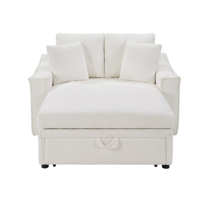 Modern Chaise Sofa 53.5" Sofa Couch Sofa Bed Sleeper Sofa with Pillows and Hidden Storage Space for Living Room, Bedroom, Beige image 12