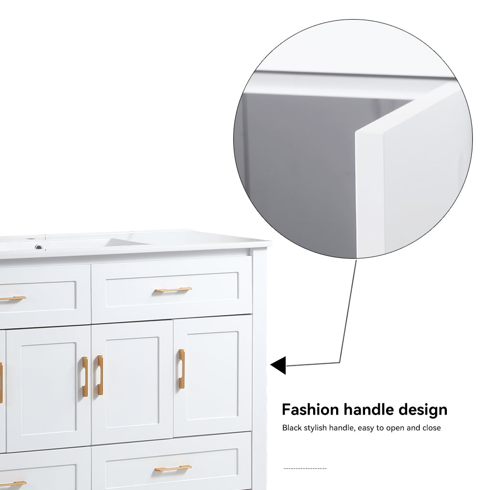 48" White Bathroom Vanity, Abundant Storage Cabinet -4 Soft close doors and 4 drawers (excluding the ceramic basin) image 4