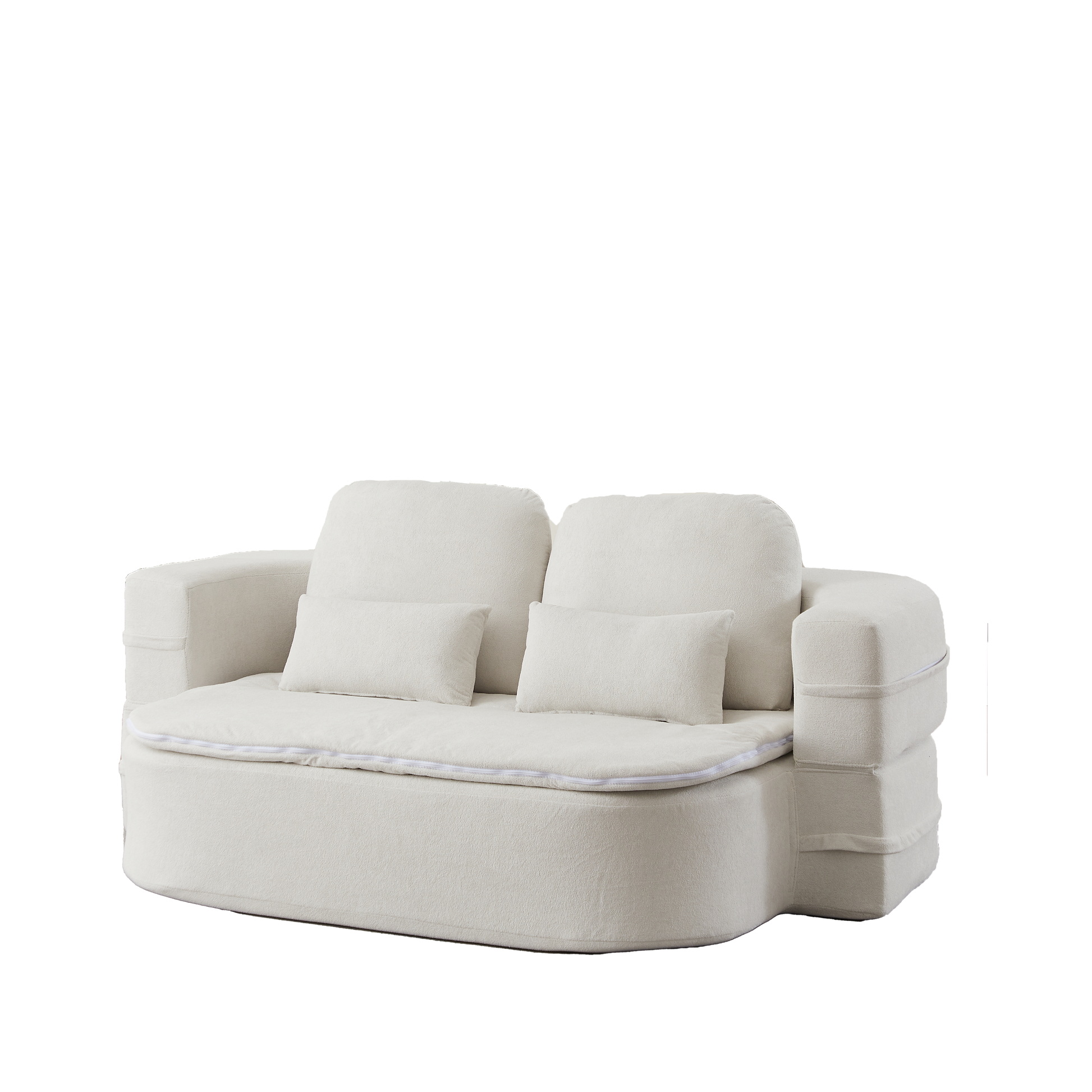 75''2-in-1 Foldable Sofa,Convertible Sleeper Foam Sofa Bed with Multi Functional Blanket, Chenille Floor folding sofa bed, Floor Sofa Lounge Sofa for Living Room Bedroom Lounge Studio image 4