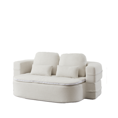 75''2-in-1 Foldable Sofa,Convertible Sleeper Foam Sofa Bed with Multi Functional Blanket, Chenille Floor folding sofa bed, Floor Sofa Lounge Sofa for Living Room Bedroom Lounge Studio image 4