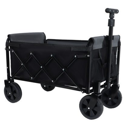 All-in-One Convertible Folding Camping Wagon Cart: Bench Seat, Storage Compartment & Included Dog Tether, Black/Gray image 7