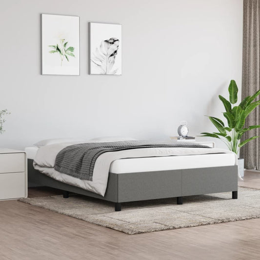 Bed Frame without Mattress Dark Gray 53.9"x74.8" Fabric image 1