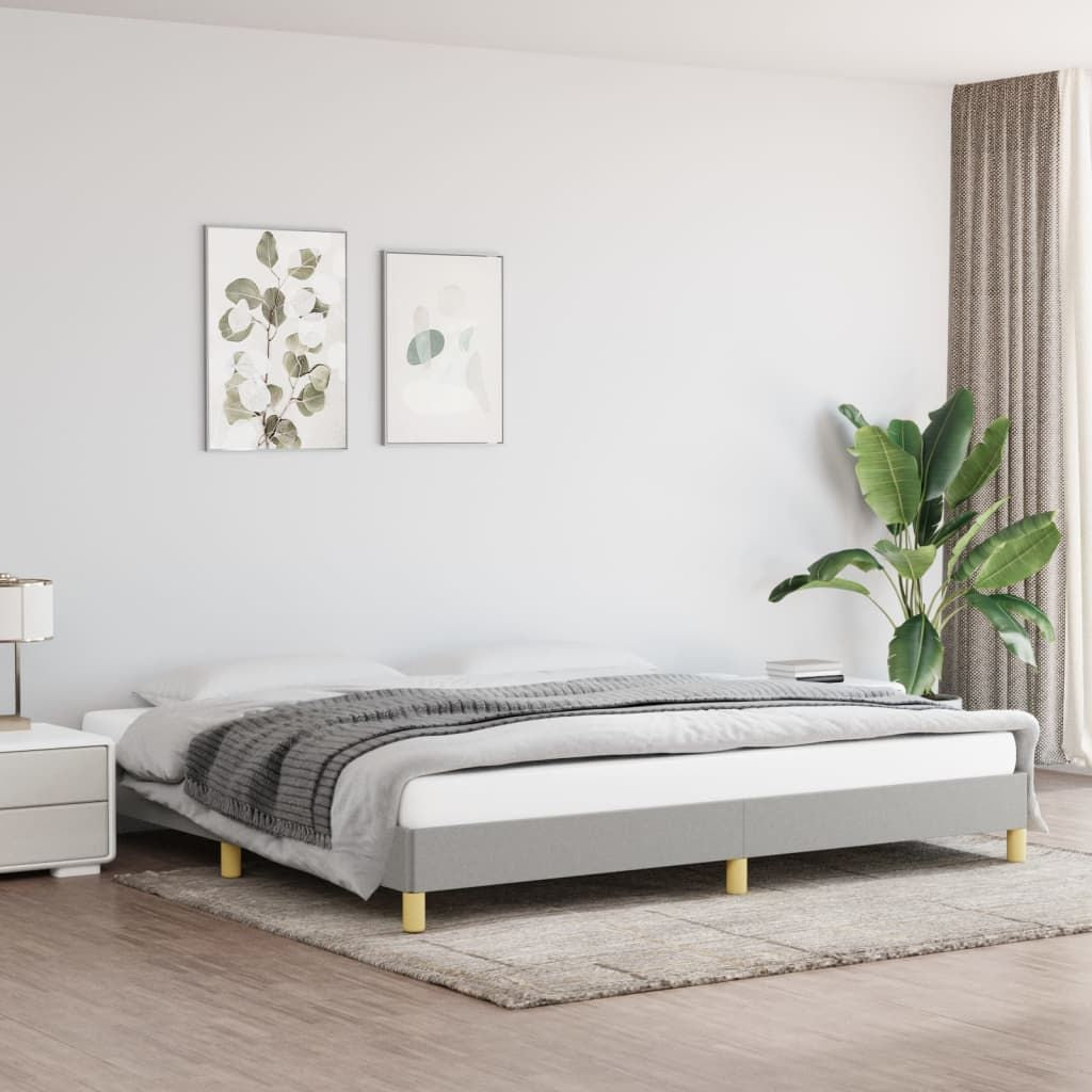 Bed Frame without Mattress Light Gray 76"x79.9" King Fabric image 1