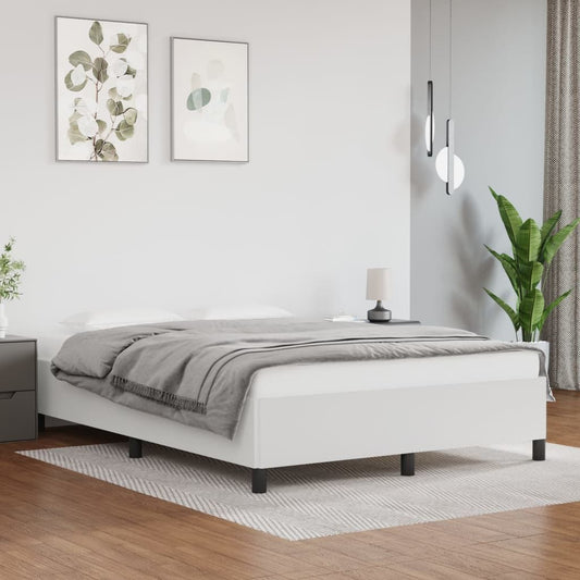 Bed Frame without Mattress White 59.8"x79.9" Queen Faux Leather image 1