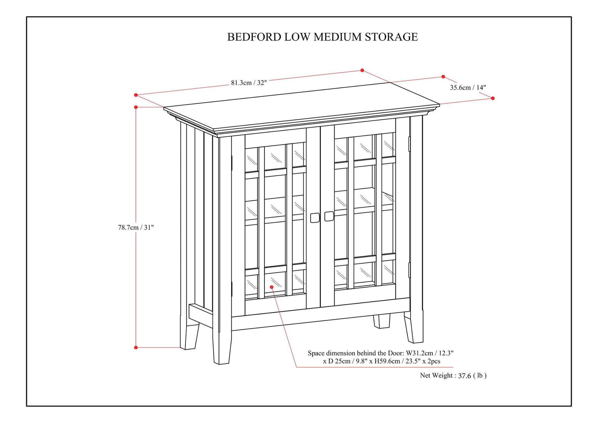 Bedford - Low Storage Media Cabinet - Light Golden Brown image 6