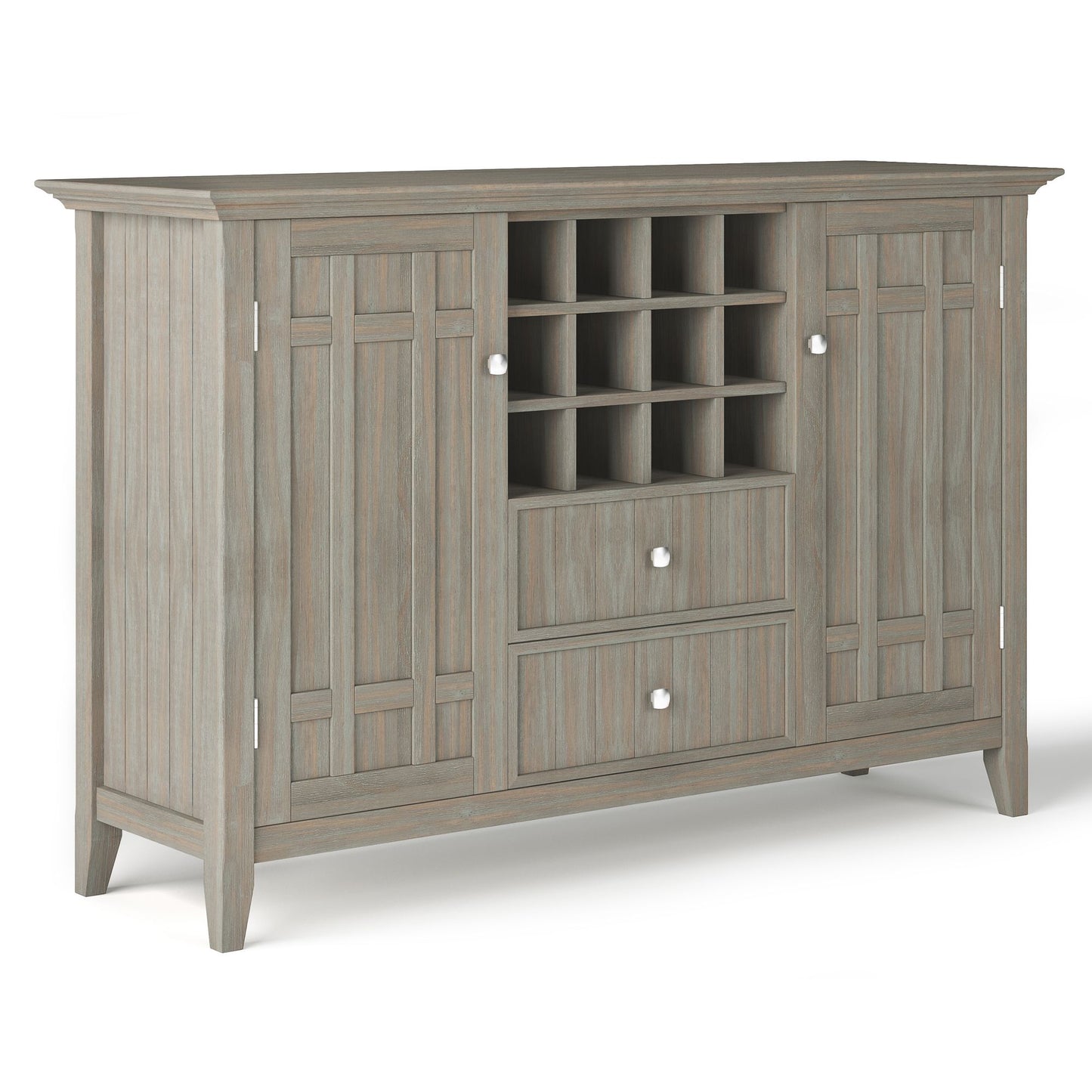 Bedford 54 inch Wide Solid Wood Sideboard Buffet and Wine Rack in Distressed Grey image 1