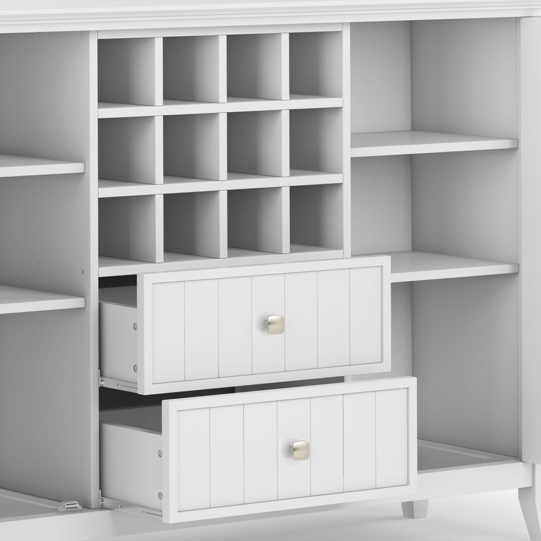 Bedford 54 inch Wide Solid Wood Sideboard Buffet and Wine Rack in White image 3