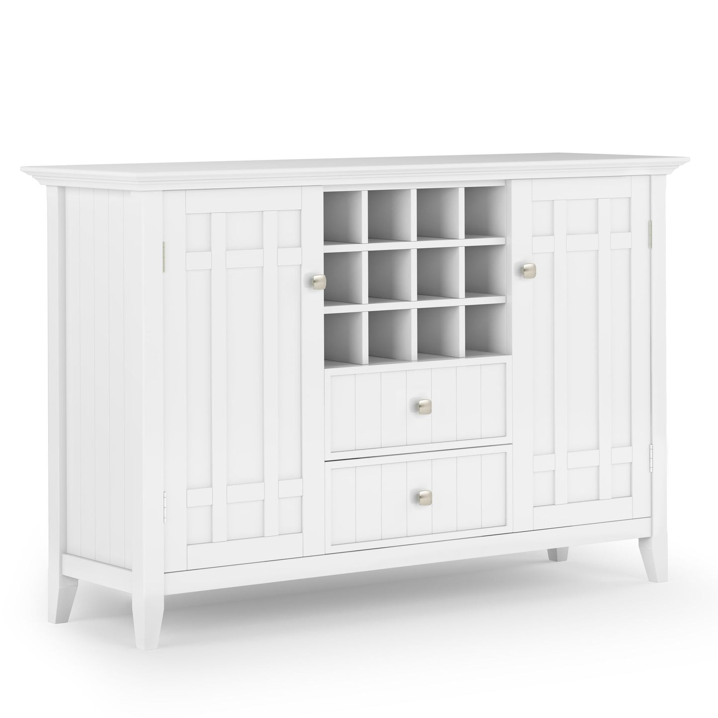 Bedford 54 inch Wide Solid Wood Sideboard Buffet and Wine Rack in White image 1