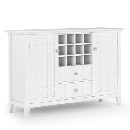 Bedford 54 inch Wide Solid Wood Sideboard Buffet and Wine Rack in White image 1