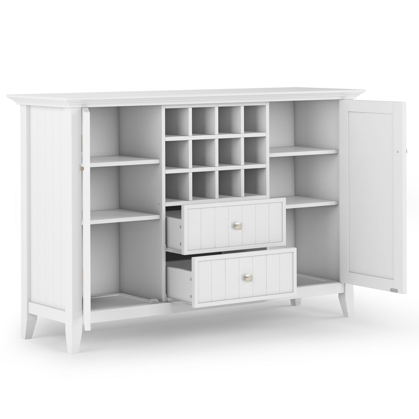 Bedford 54 inch Wide Solid Wood Sideboard Buffet and Wine Rack in White image 5