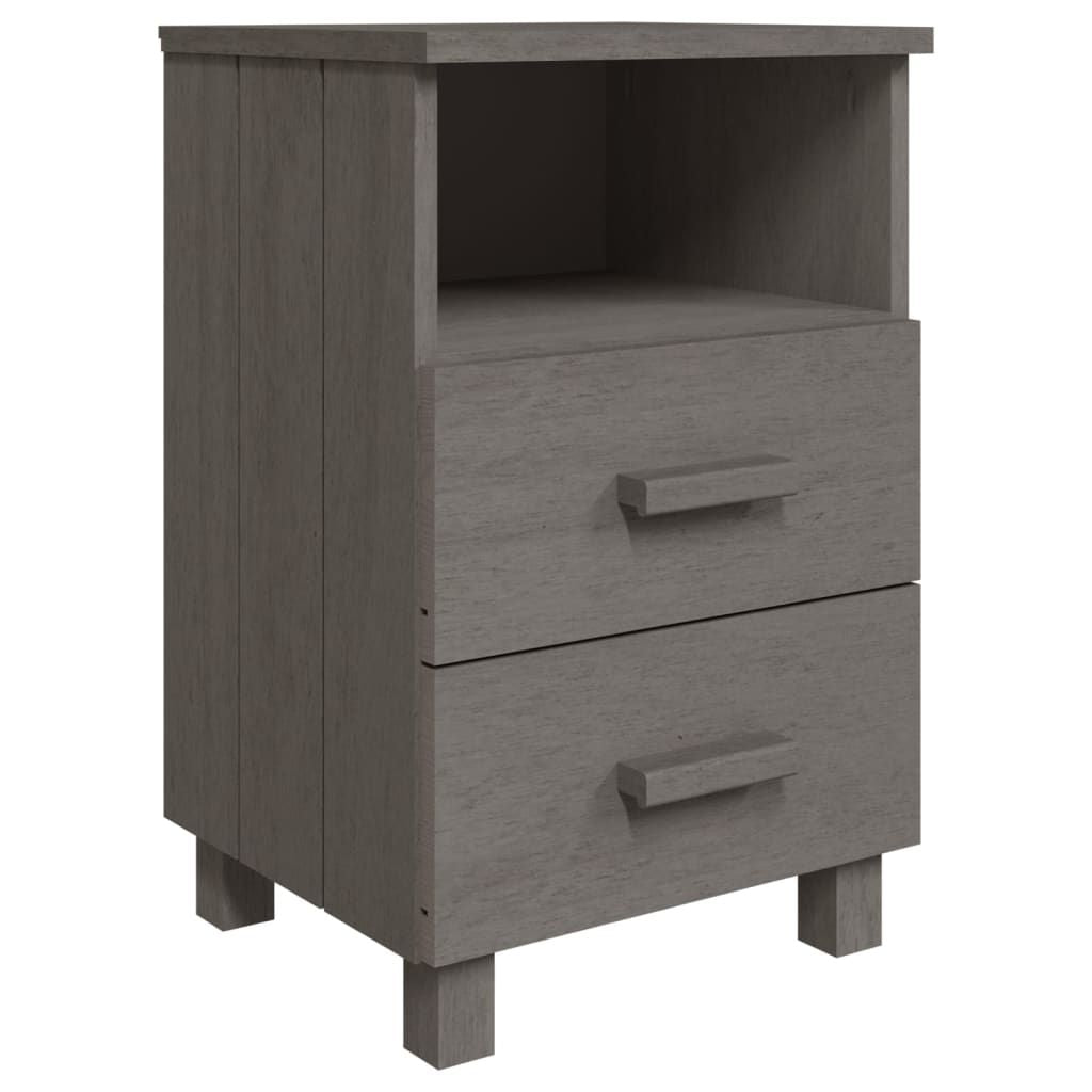 Bedside Cabinet HAMAR Light Gray 15.7"x13.8"x24.4" Solid Wood Pine image 2