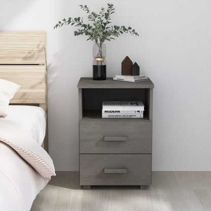 Bedside Cabinet HAMAR Light Gray 15.7"x13.8"x24.4" Solid Wood Pine image 1