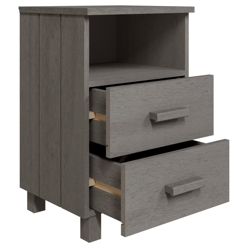 Bedside Cabinet HAMAR Light Gray 15.7"x13.8"x24.4" Solid Wood Pine image 5