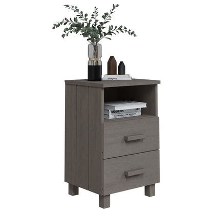 Bedside Cabinet HAMAR Light Gray 15.7"x13.8"x24.4" Solid Wood Pine image 6