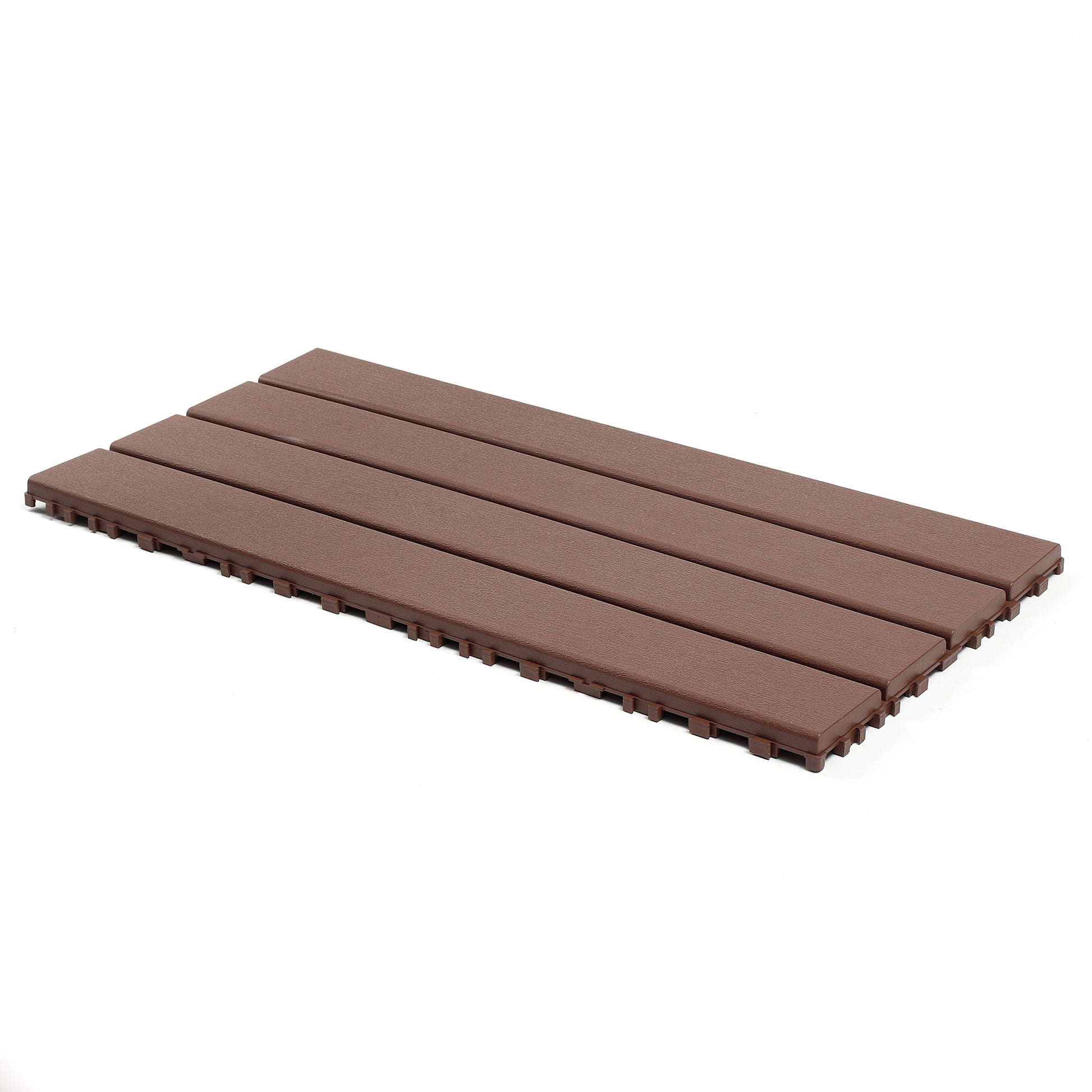 24 pieces of outdoor terrace deck tiles, DIY interlocking decking floor tiles, easy to install patio tiles, suitable for indoor and outdoor balcony backyard poolside,Brown image 1