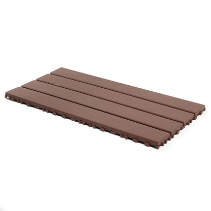 24 pieces of outdoor terrace deck tiles, DIY interlocking decking floor tiles, easy to install patio tiles, suitable for indoor and outdoor balcony backyard poolside,Brown image 1