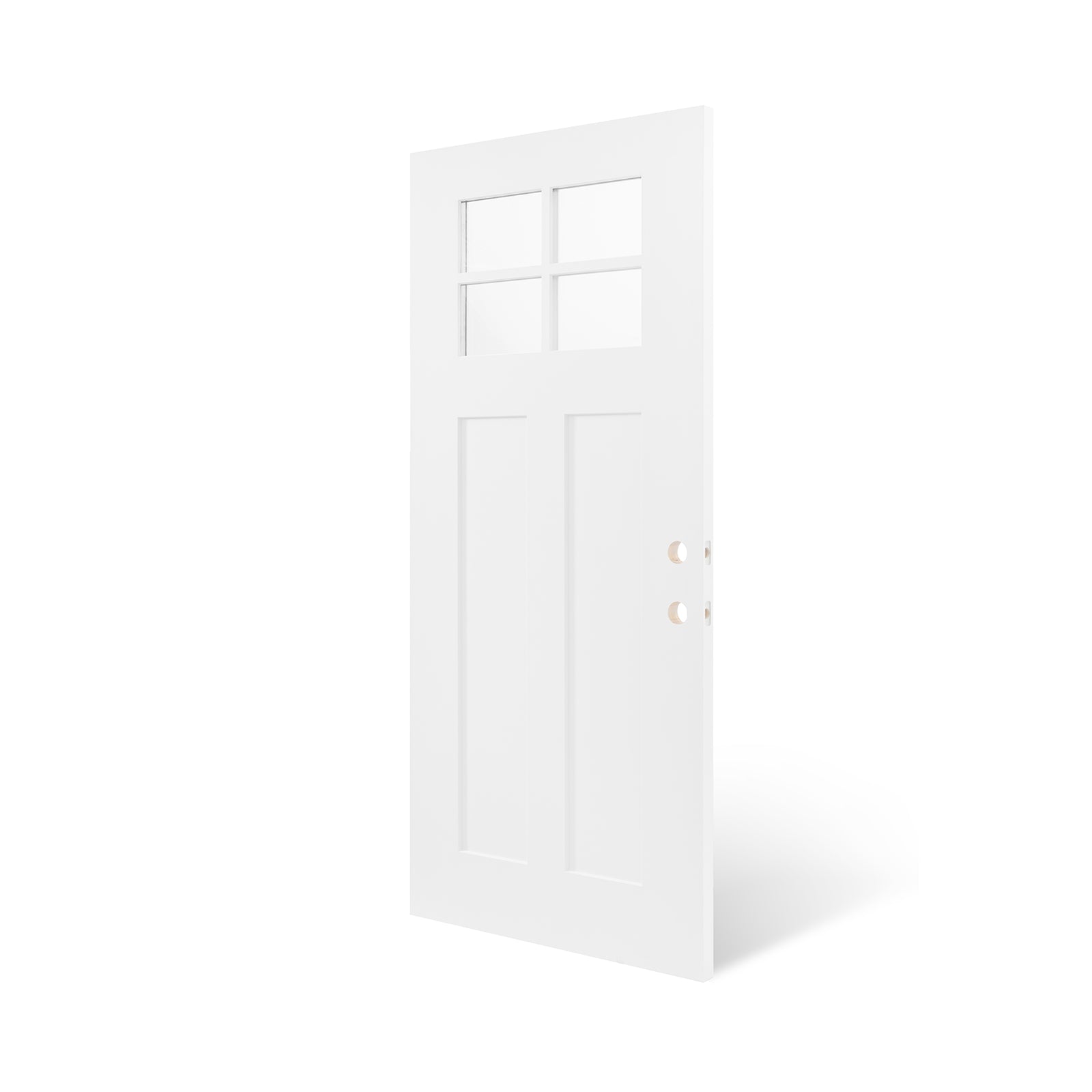 36"x80" Fiberglass Front Door with White 4-9/16" PVC Frame,Left-Hand Inswing Exterior Door with Brickmould,Contemporary minimalist smooth skin with clear glass for Home Entrance, White image 6