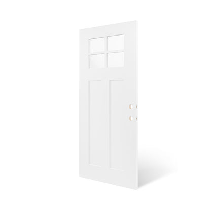 36"x80" Fiberglass Front Door with White 4-9/16" PVC Frame,Left-Hand Inswing Exterior Door with Brickmould,Contemporary minimalist smooth skin with clear glass for Home Entrance, White image 6